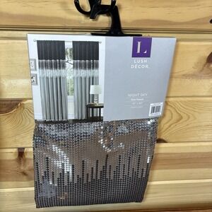 Lush‎ Decor Night Sky Sequin Curtain Panel 42x84 Black Grey Silver C01448Q12